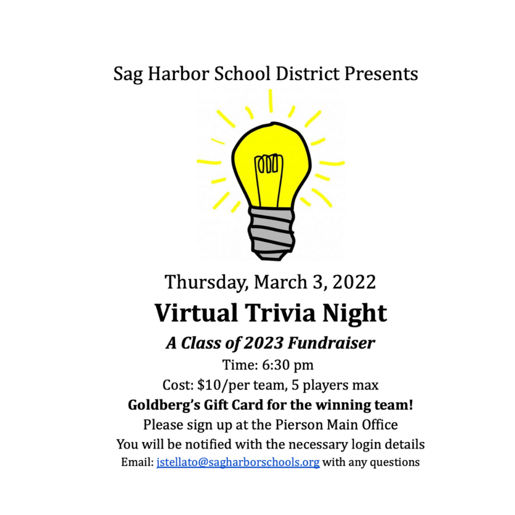 Virtual Trivia Night Sponsored by the class of 2023