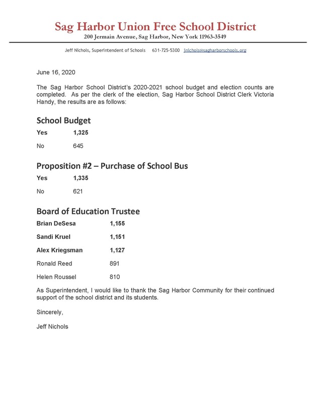 2020-2021 School Budget and Election Counts 2020-2021 School Budget and Election Counts